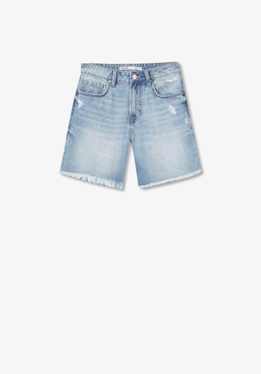 【HI FI FNK】Jerry Raw Denim Bermuda Trent Rolled Denim Shorts | GUESS Factory Ca