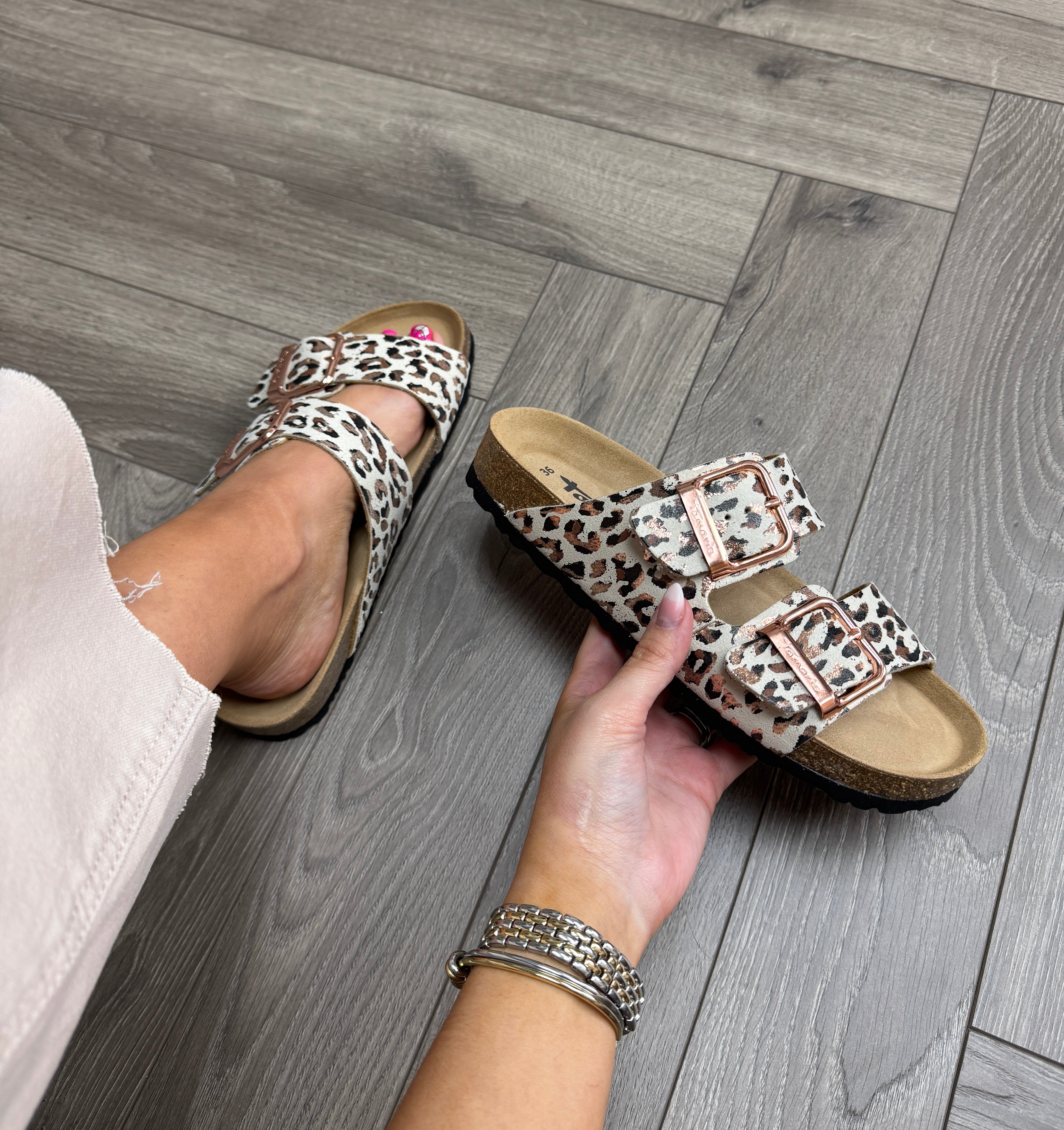 Tamaris Ciabatte Donna 1-27503-42 Nero Leopardato, Comode E