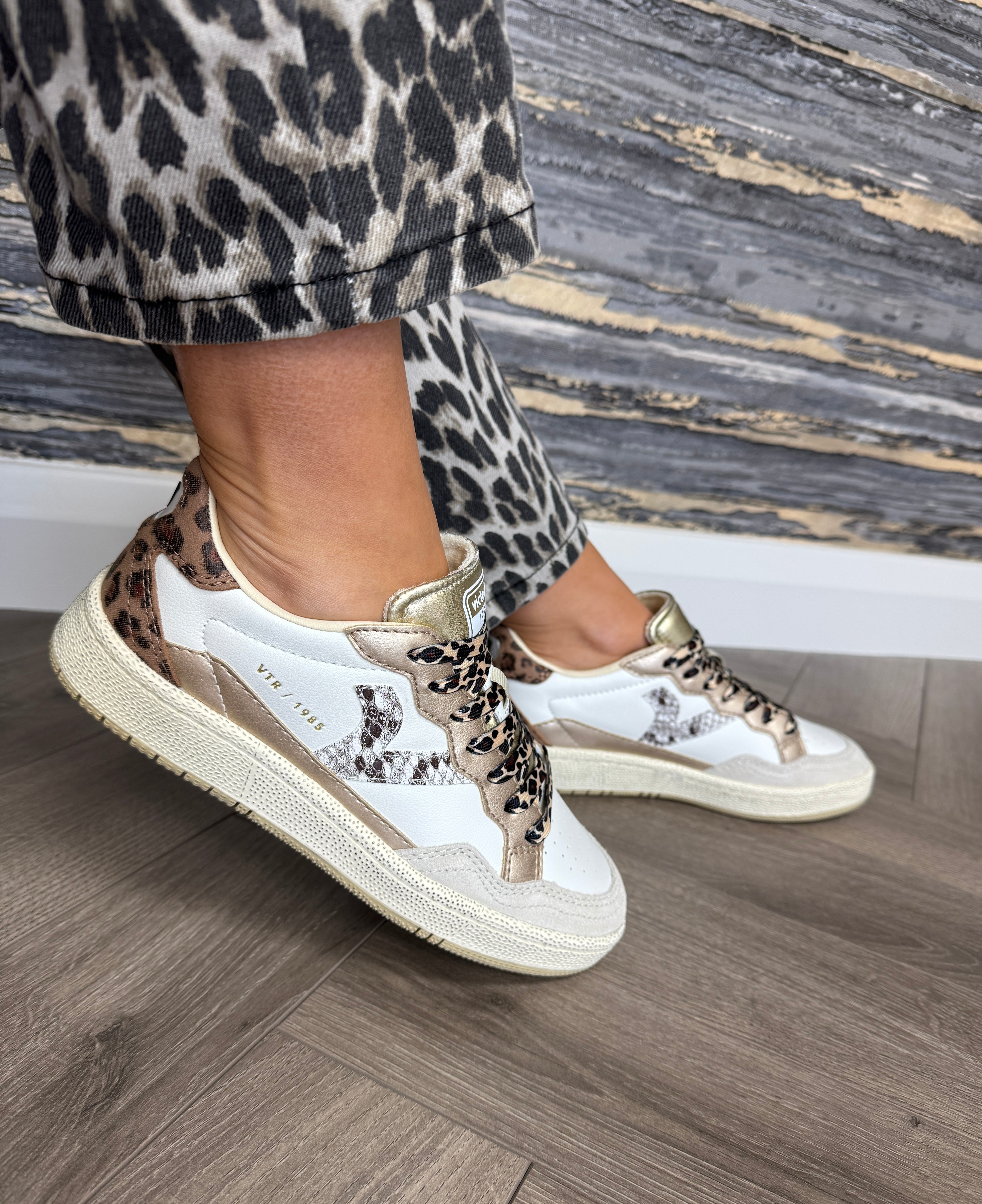 Victoria 8-806109 Platform Trainer With Animal Print Laces - Beige (V4) - 3