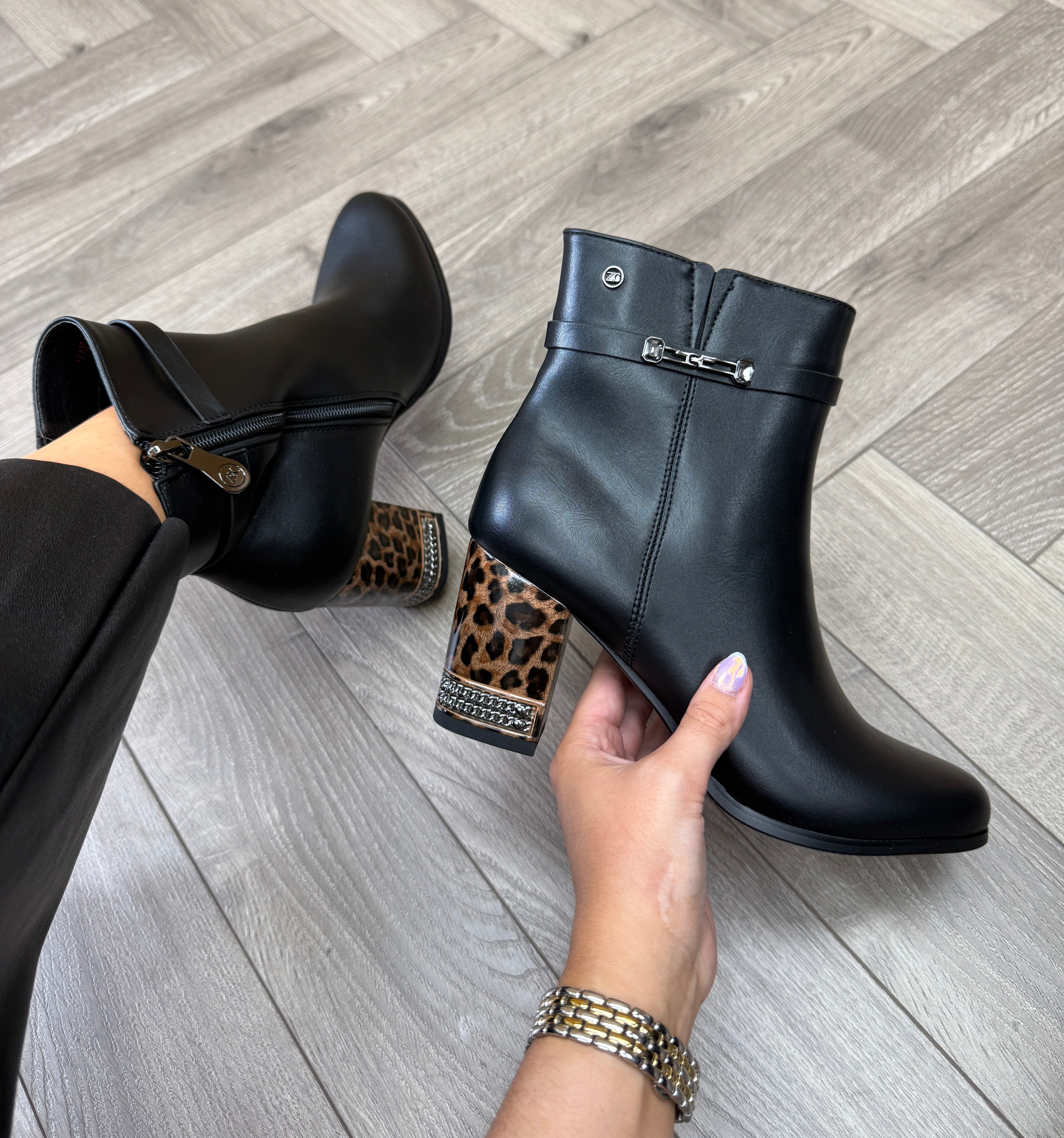 Zanni & Co (AW25) 'Makassor One' Leopard Heeled Ankle Boot