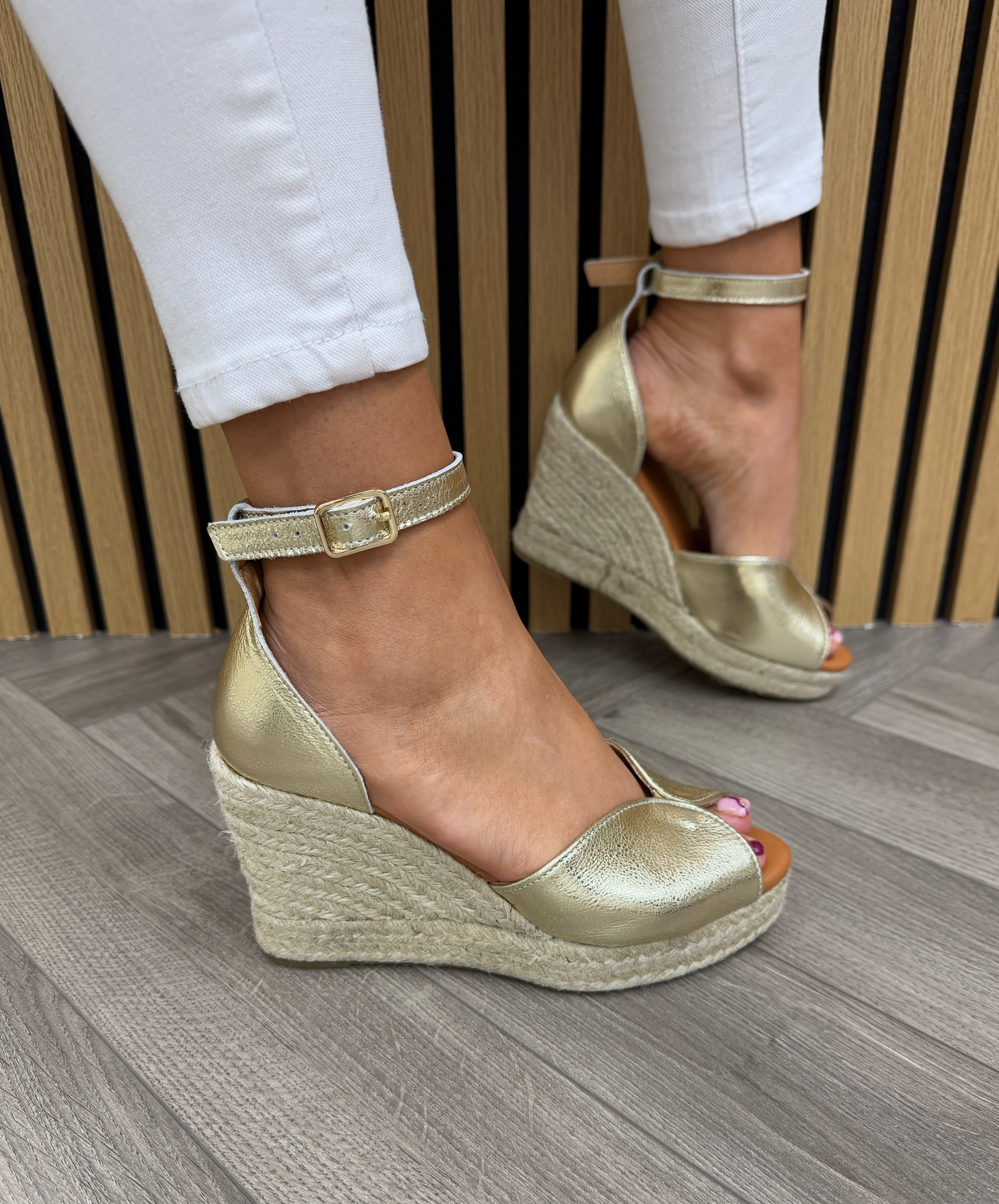 Wonders (SS25) YH-PI609 Peep Toe Wedge Sandal - Platino (W38) - 36/3