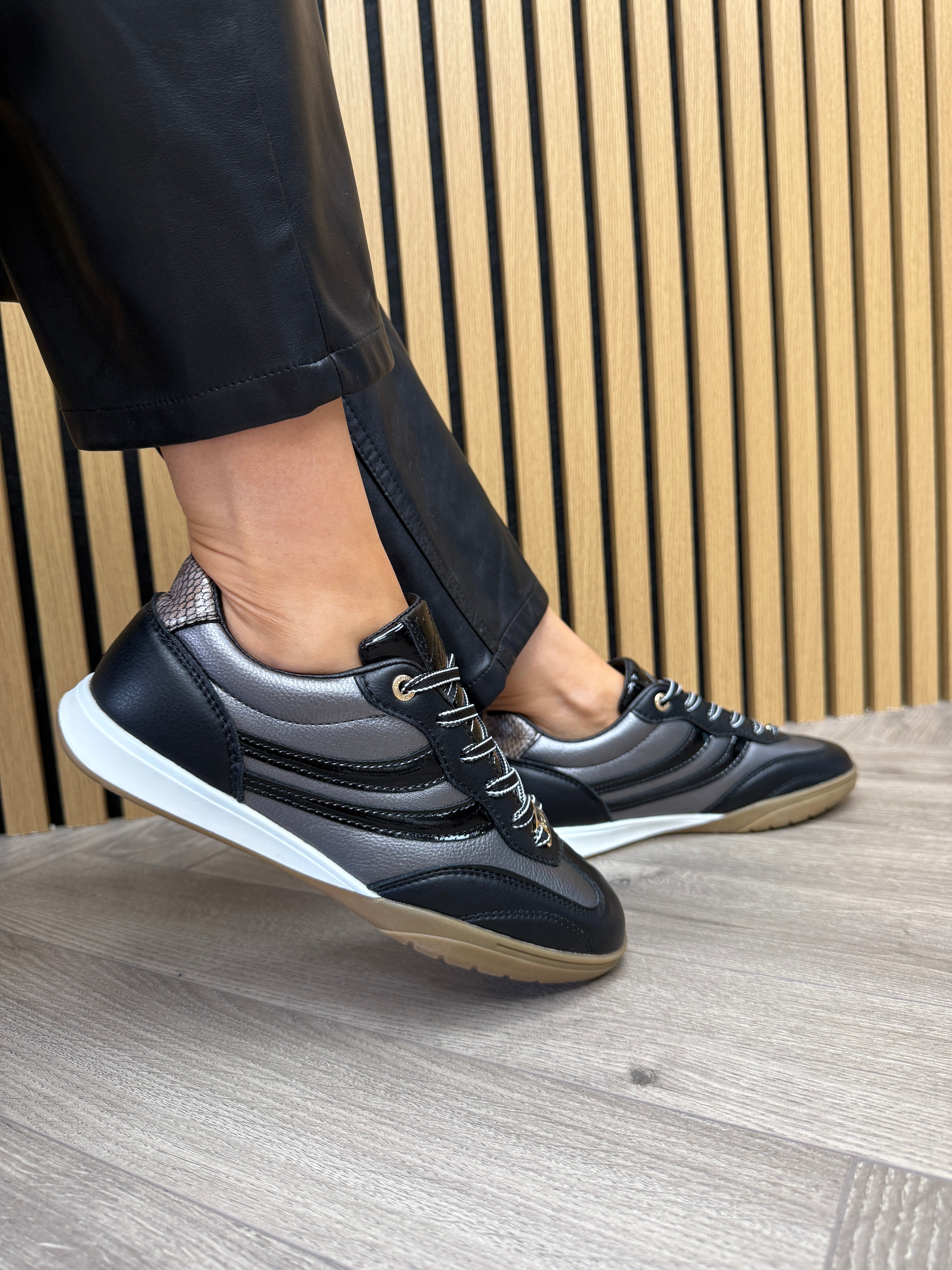 Lloyd &Pryce 'Gaudin' Trainer With Snake Print Heel -Stealth