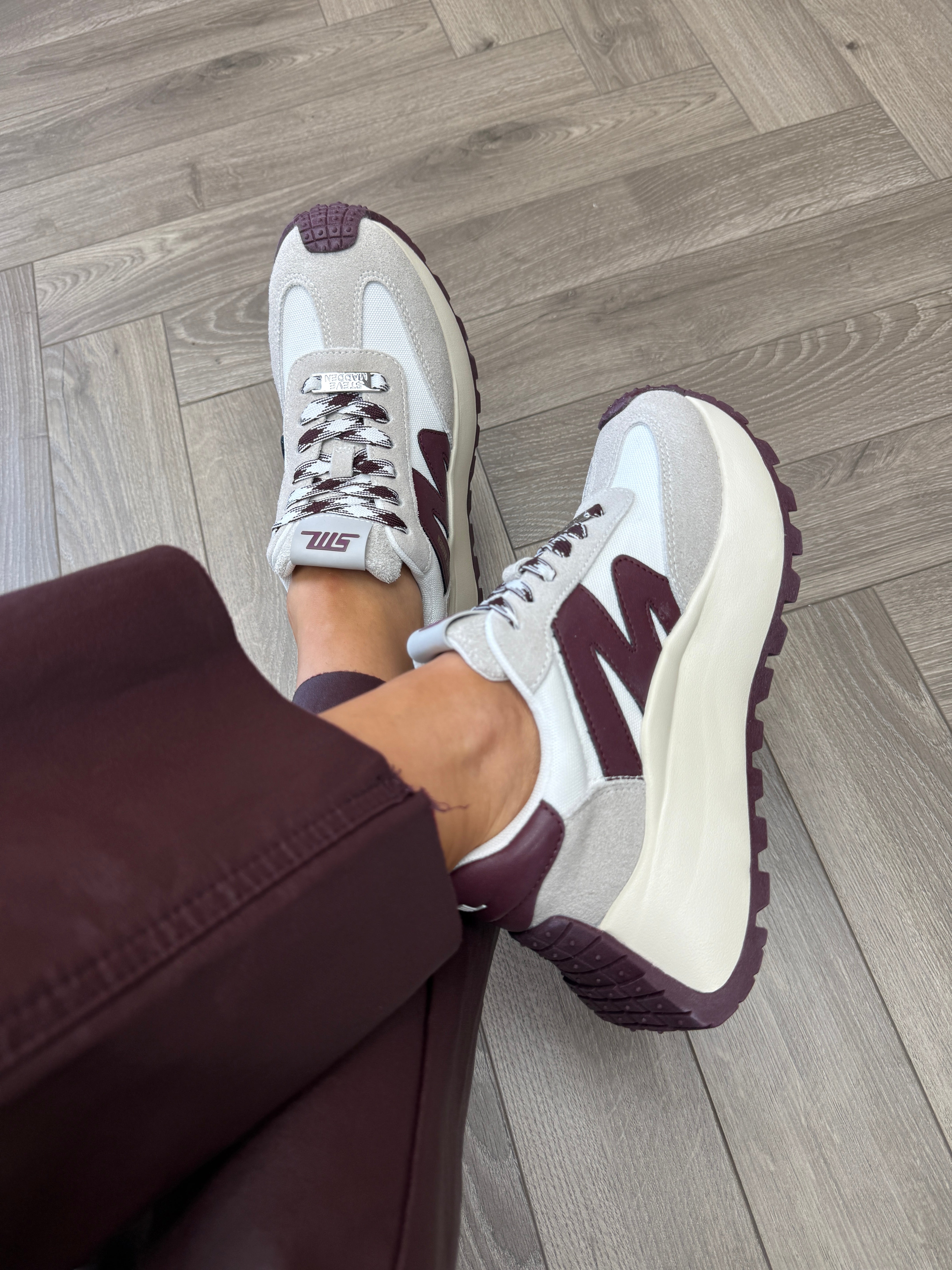 Steve Madden (AW25) 'Supercampo' Chunky Trainer - WHT Cherry