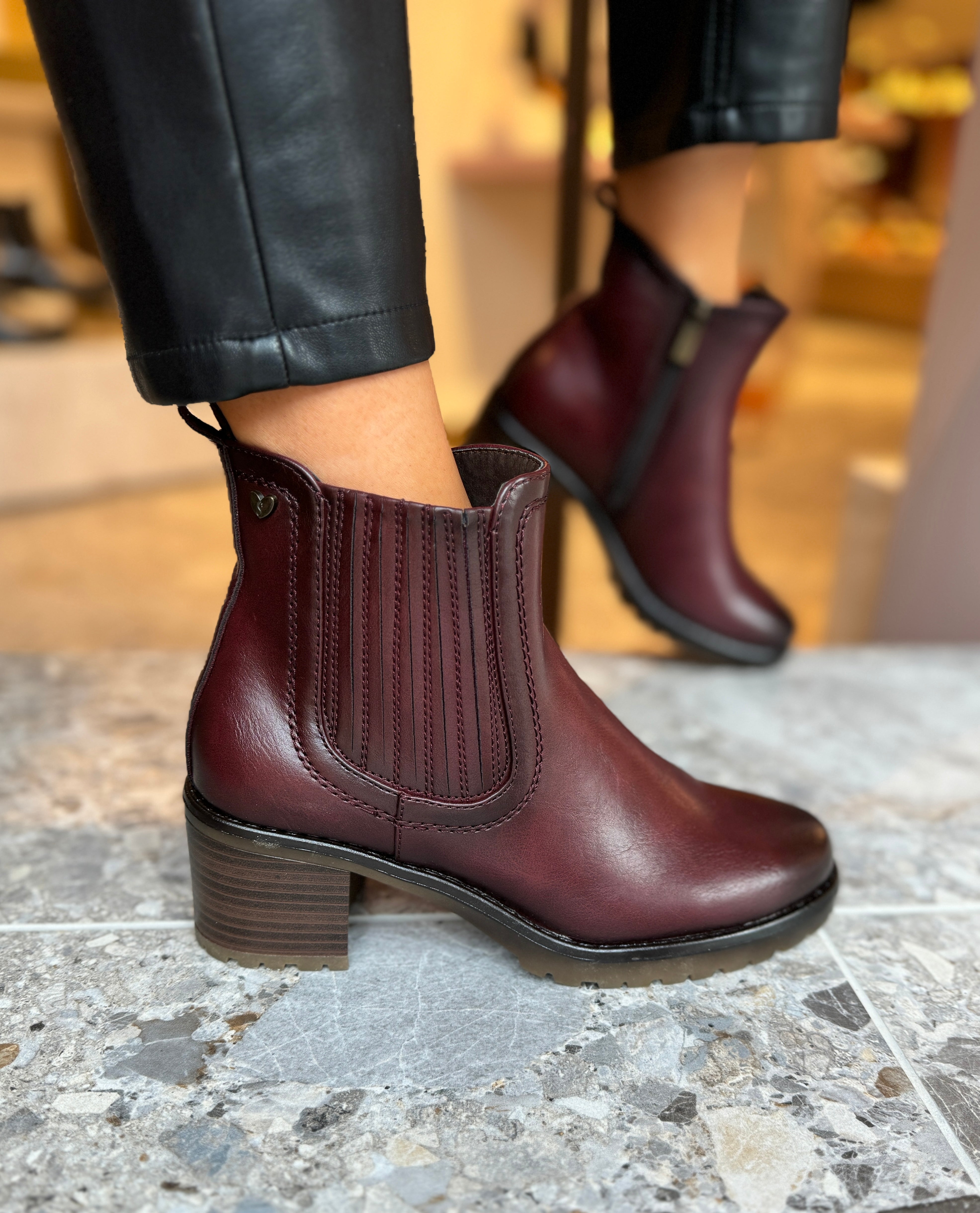 Burgundy shops heeled ankle boots