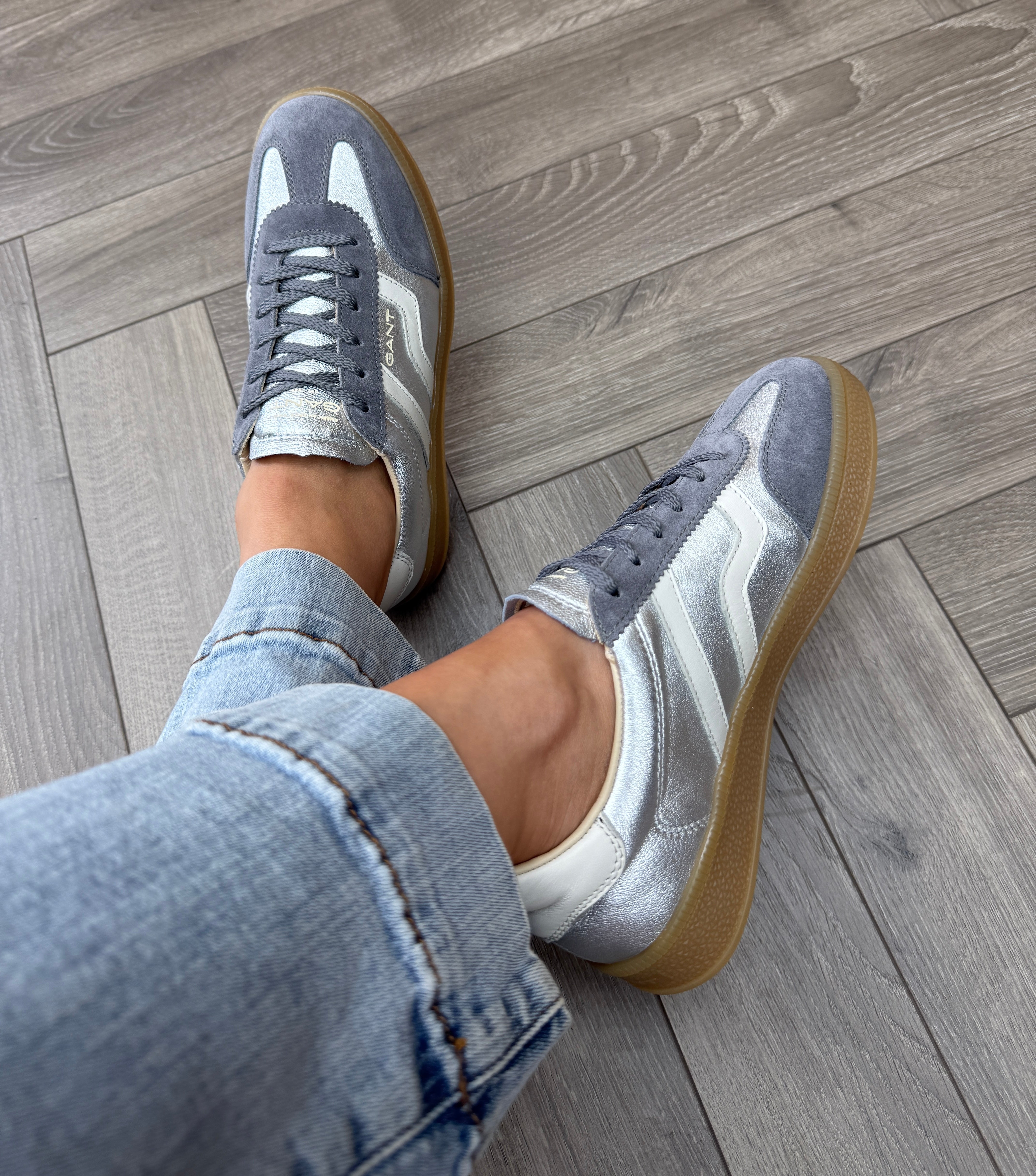 Gant (AW25) 'Cuzima' 31531043 Metallic Gum Sole Trainer - Sliver