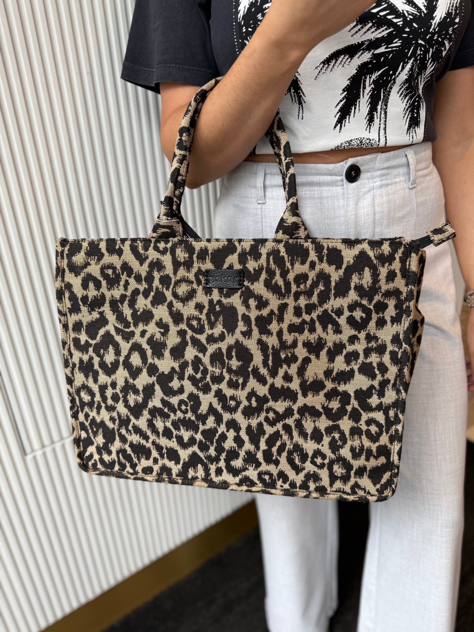 Rieker H1609-25 Animal Print Shopper Bag (RB5)- Beige Combi – Fred