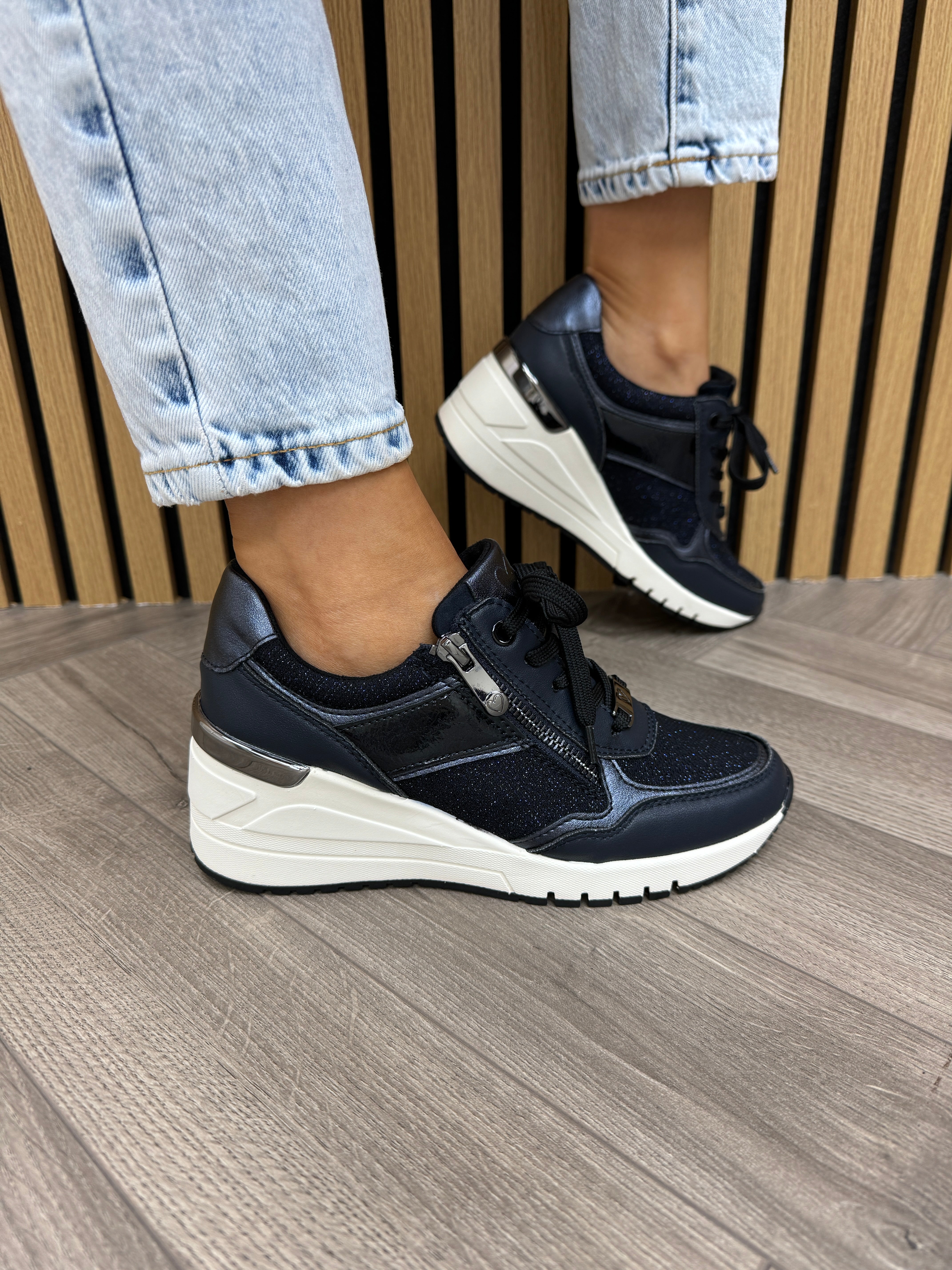 Marco tozzi trainers navy best sale