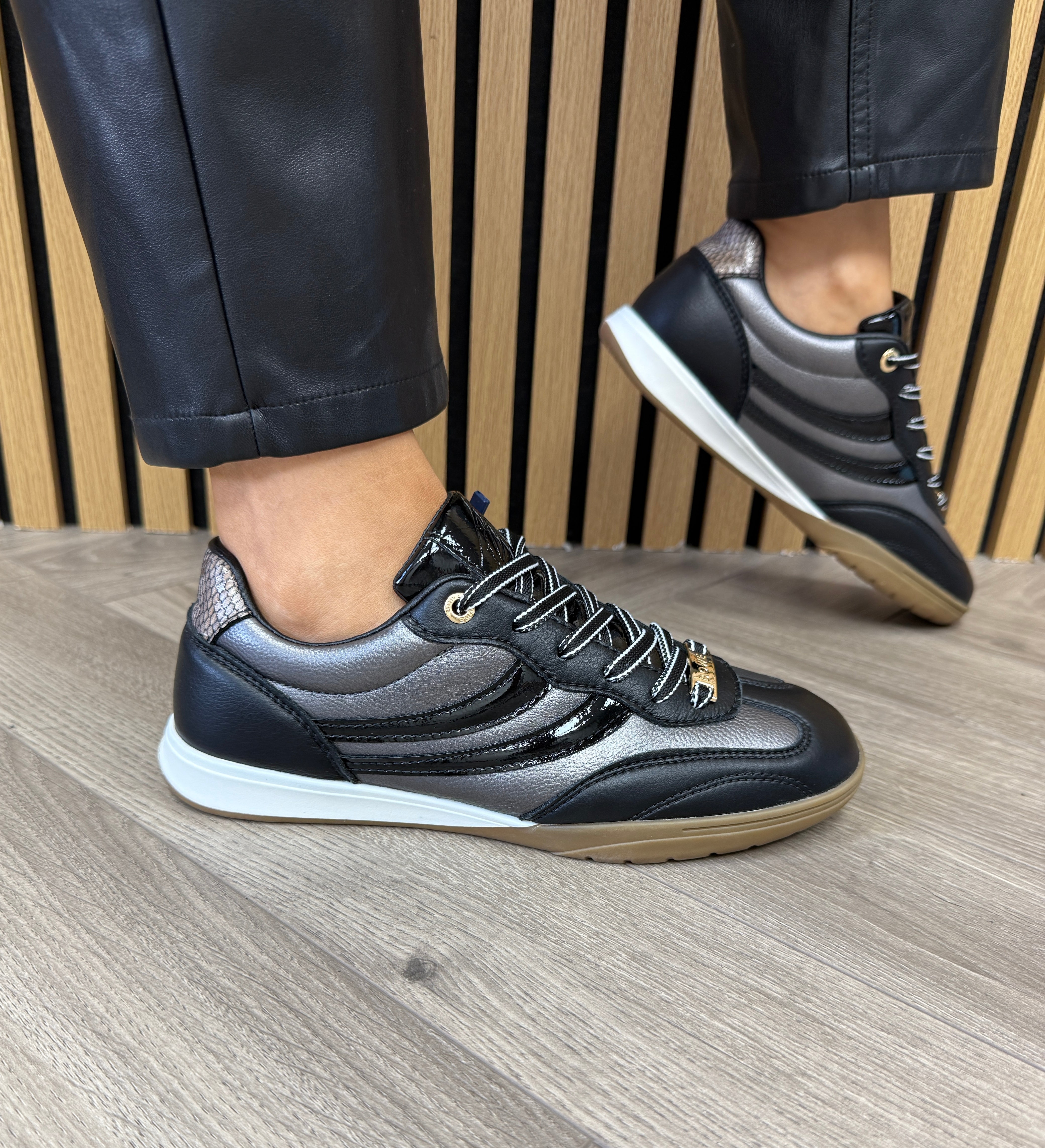 Lloyd &Pryce 'Gaudin' Trainer With Snake Print Heel -Stealth