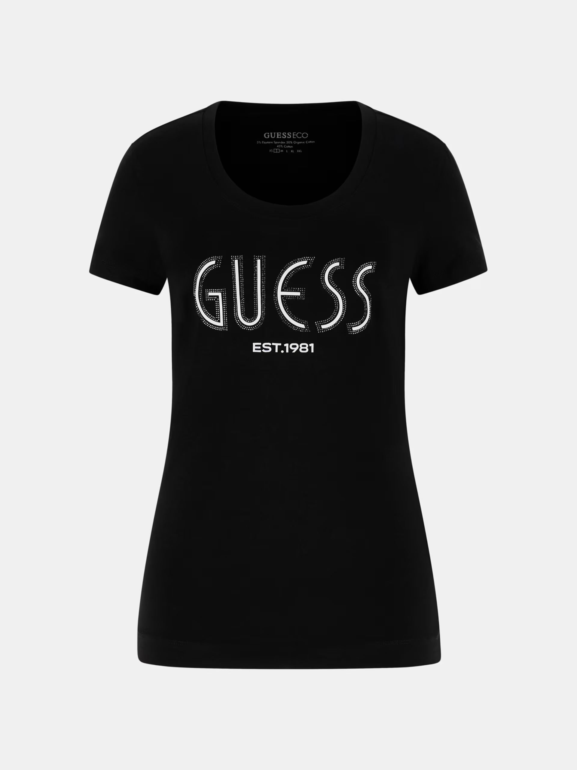 y♡ Guess (AW25) W5YI05J1314 T-Shirt With Gem Logo - JBLK (Black