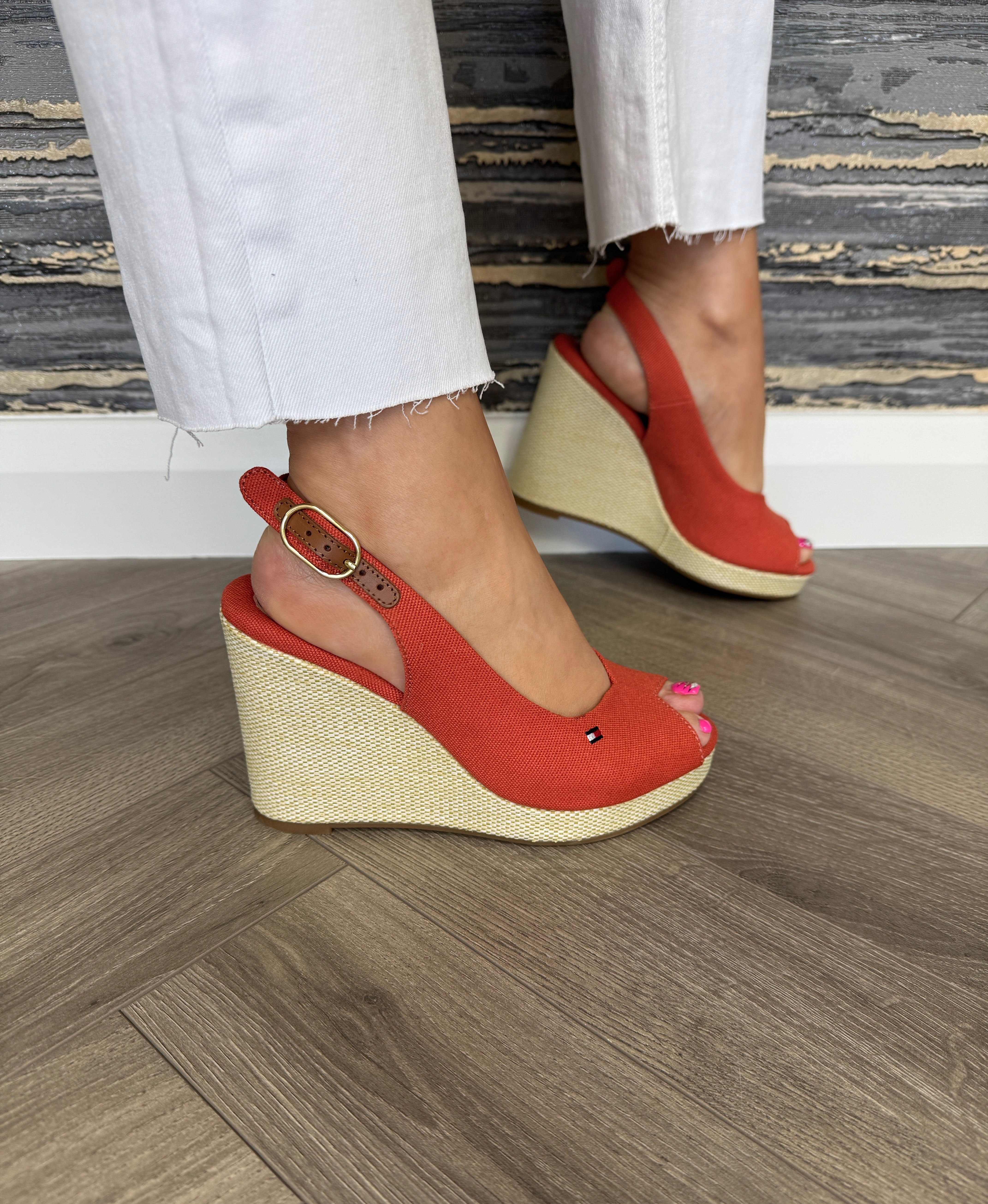 Tommy Hilfiger (TH47) Flag High Wedge Espad Slingback FW0FW08597 - Rustic  Clay - 36/3.5