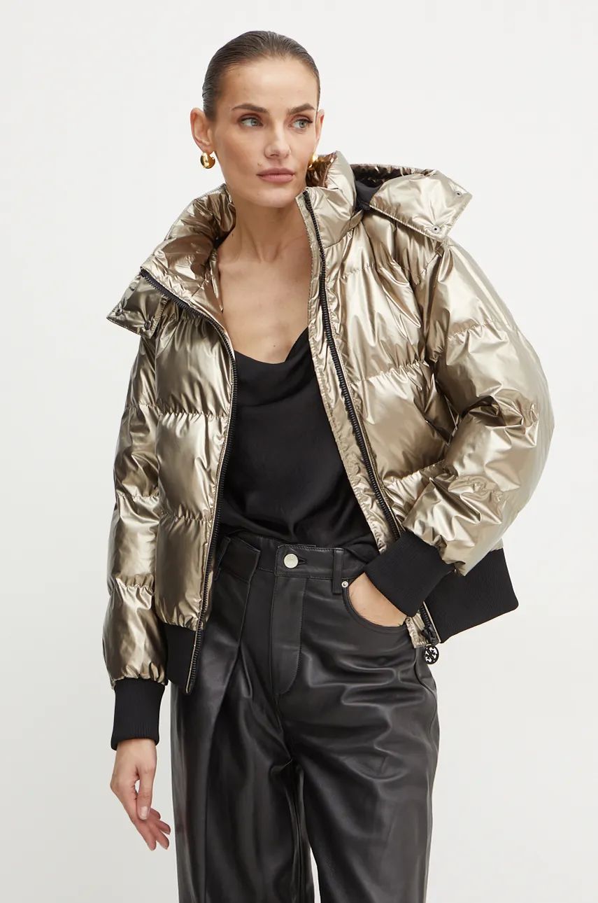 Bronze metallic puffer jacket online